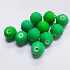 Бусини акрил 10 мм, поштучно, ефект гуми, зелений
