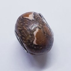 Бусины Пандора, 9-11*13-16 мм, из бижутерного сплава, из глины, коричневый с цветами