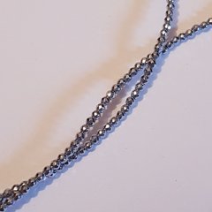 Гематит бусины 2 мм, ~185 шт / нить, натуральные камни, на нитке, платина