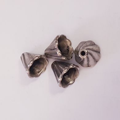 Шляпка-бусина металлический, из бижутерного сплава, 12*13 мм, серебро