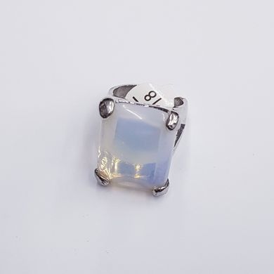 Кольцо с натуральным лунным камнем, на металлической основе, мельхиор, светло-голубой