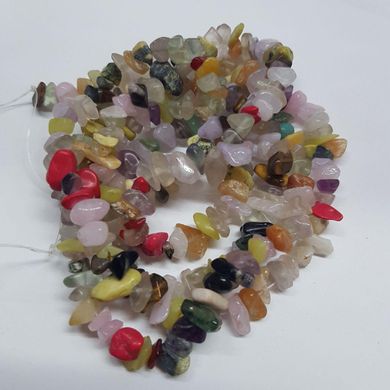 Ассорти натуральных камней бусины ширина 5-12 мм, длина нитки 44 см, крошка, натуральные камни, разноцветные