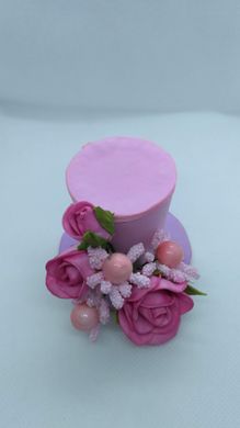 Заколка для волос, 46 мм, цветы из фоамирана, шляпка, айвори, розовая с розовыми цветами