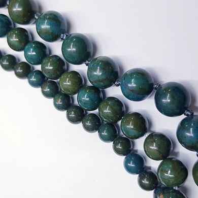 Хризоколла бусины 8 мм, ~48 шт / нить, натуральные камни, на нитке, зеленый с синим