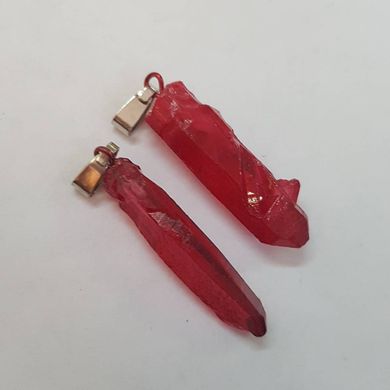 Кулон из горного хрусталя 26-40*5-13*5-13 мм, окрашенный кристалл из натурального камня, подвеска, украшение, медальон, красный