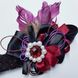 Повязка Мафия 46 см, с перьями, цветком с кабошоном, черный с марсала