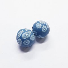 Бусины глина 10 мм, поштучно, синий с разноцветным