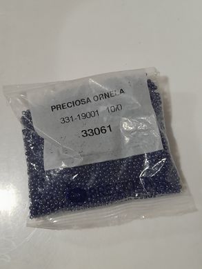 Бисер чехия Preciosa, размер 10, упаковка ~50 гр, глянцевый непрозрачный, синий с серебристым напылением