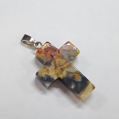 Кулон из яшмы Шмелиной 25*18*5 мм, из натурального камня, подвеска, украшение, медальон, разноцветный