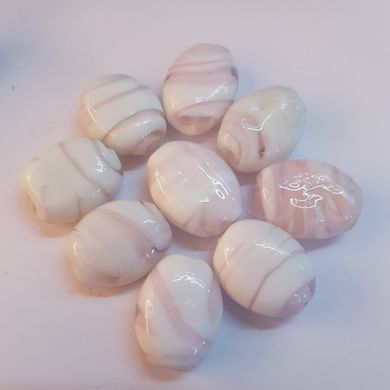 Бусина лемворк, бусины 21*16*11 мм, поштучно, светло-розовый с белым