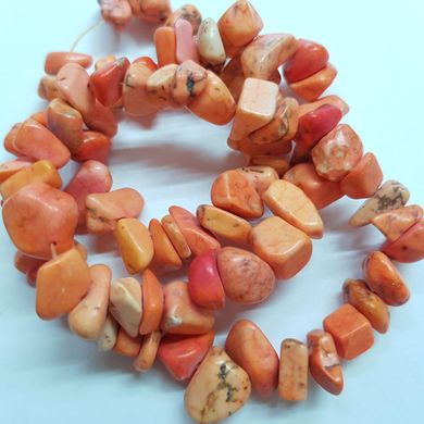 Говлит натуральный бусины ширина 7-13 мм, длина нитки 46 см, крошка, натуральные камни, оранжевый
