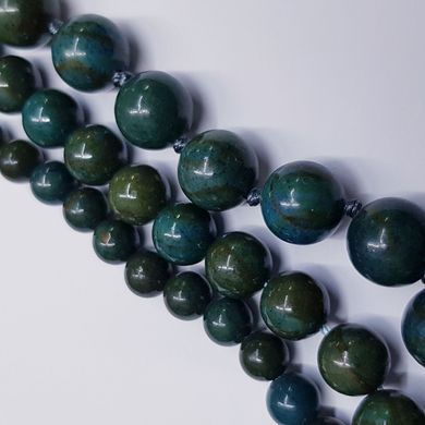 Хризоколла бусины 10 мм, натуральные камни, поштучно, зеленый с синим