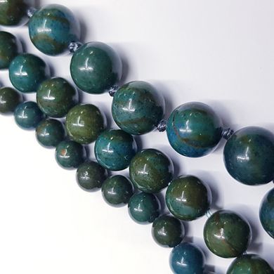 Хризоколла бусины 10 мм, ~38 шт / нить, натуральные камни, на нитке, зеленый с синим