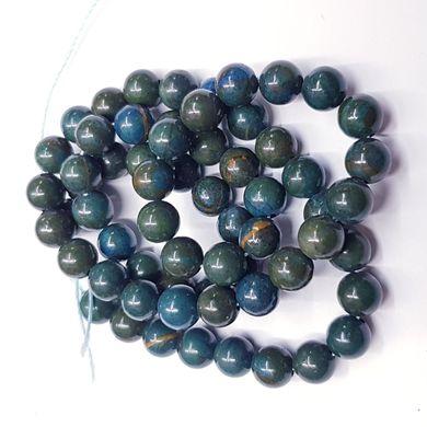 Хризоколла бусины 10 мм, ~38 шт / нить, натуральные камни, на нитке, зеленый с синим