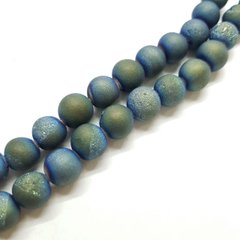 Кварц бусины друзы 10 мм, шлифованные, натуральные камни, поштучно, синий