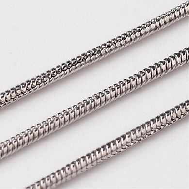 Цепь змея нержавеющая сталь, толщина цепи 1 мм, металлическая, бижутерная, декоративная, на метраж, цвет платина