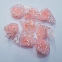 Розочка органза, 15*11*7 мм, пришивная, розовый