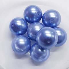 Бусины акрил 14 мм, поштучно, сине-голубой, перламутровый