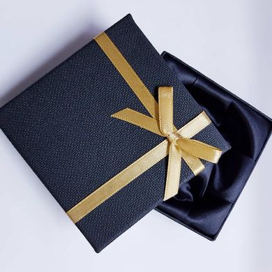 Подарочная коробочка для украшений, 90*90*22 мм, с атласным бантом, черная