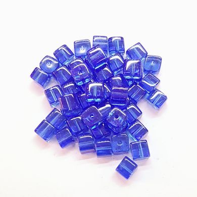 Бусина чешское стекло , бусины 4*4 мм, поштучно, синий, прозрачный