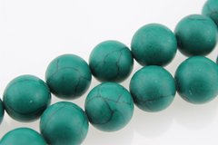 Бирюза окрашенная прессованная бусины 14 мм, ~32 шт / нить, натуральные камни, на нитке, зелёные