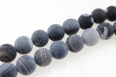 Агат морозный бусины 8 мм, натуральные камни, поштучно, черно-серый