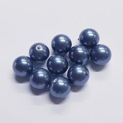 Бусины Майорка 10 мм, поштучно, темно-синий, перламутровый