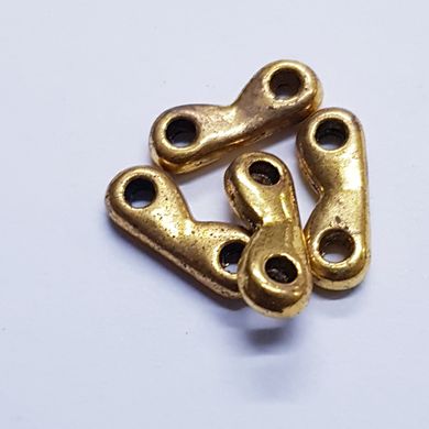 Бусина рондель металлическая 12*2*4 мм, поштучно, на два отверстия, золото