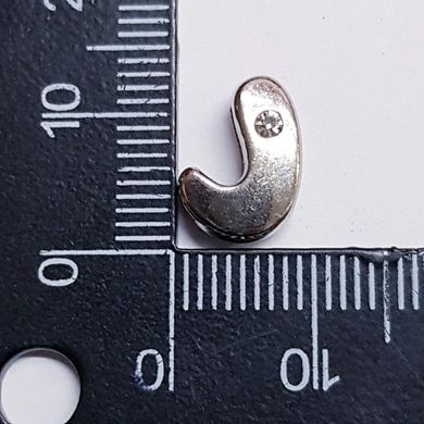 Бусина металлическая 12*9*5 мм, инкрустированные, поштучно, платина