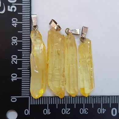 Кулон из горного хрусталя 26-40*5-13*5-13 мм, окрашенный кристалл из натурального камня, подвеска, украшение, медальон, желтый
