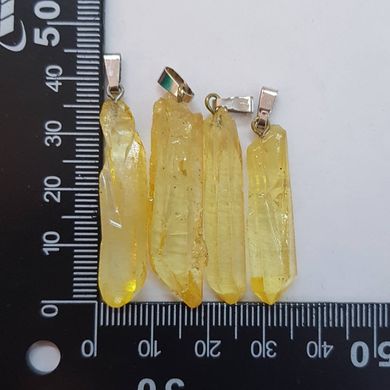 Кулон из горного хрусталя 26-40*5-13*5-13 мм, окрашенный кристалл из натурального камня, подвеска, украшение, медальон, желтый