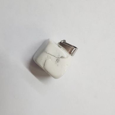 Кулон из кахолонга 14*14*14 мм, из натурального камня, подвеска, украшение, медальон, белый с серыми разводами.