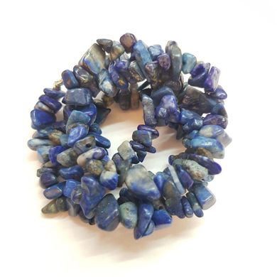 Лазурит натуральный бусины ширина 4-10 мм, длина нитки 43 см, крошка, натуральные камни, синий с серым