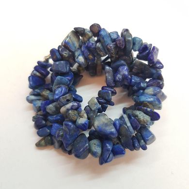 Лазурит натуральный бусины ширина 4-10 мм, длина нитки 43 см, крошка, натуральные камни, синий с серым
