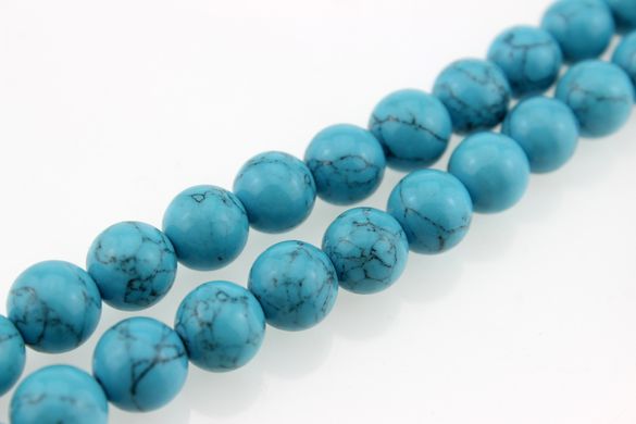 Бирюза прессованная бусины 8 мм, ~58 шт / нить, натуральные камни, на нитке, голубые