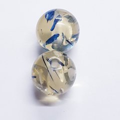 Бусина смола 16 мм, поштучно, имитация янтаря, синий с белым
