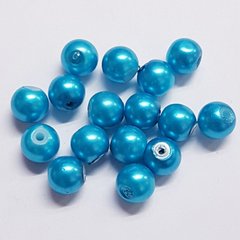 Бусины имитация Майорка 6 мм, поштучно, ярко-голубой, перламутровый