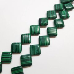 Малахит прессованный бусины длина~ 18 мм, сторона ~14 мм, натуральные камни, поштучно, зеленые
