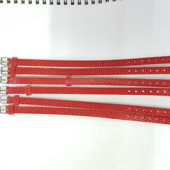 Ремінець браслет імітація шкіри, ширина 7 мм, довжина 21.5 см, червоний глянець