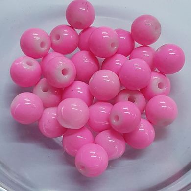 Бусини акрил 8 мм, поштучно, флюоресцентної-рожевий