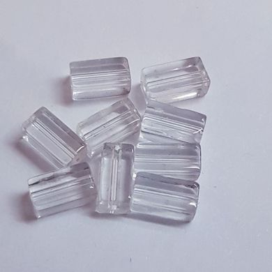 Бусина чешское стекло , бусины 8*4*4 мм, поштучно, белый, прозрачный