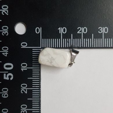 Кулон из кахолонга 14*12*8 мм, из натурального камня, подвеска, украшение, медальон, белый с серыми разводами.