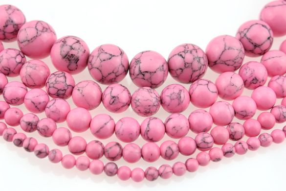 Бирюза прессованная бусины 8 мм, ~58 шт / нить, натуральные камни, на нитке, розовые