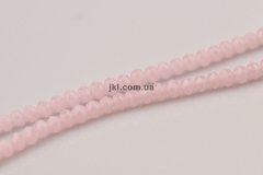 Хрусталь бусины 6 мм, ~95 шт / нить, на нитке, светло-розовый не прозрачный.