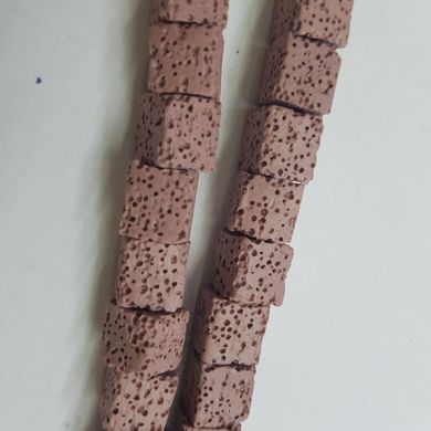 Лава бусины сторона 10 мм, натуральные камни, поштучно, бледно-лососевый