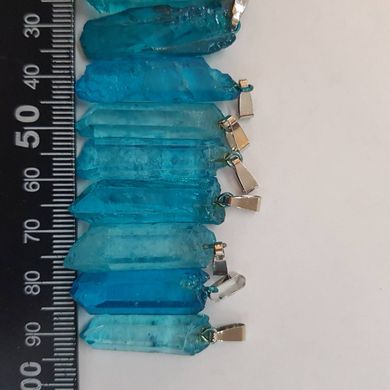 Кулон из горного хрусталя 26-40*5-13*5-13 мм, окрашенный кристалл из натурального камня, подвеска, украшение, медальон, голубой