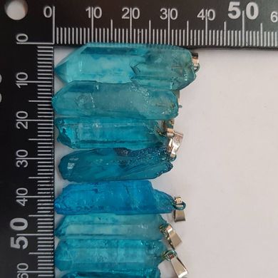 Кулон из горного хрусталя 26-40*5-13*5-13 мм, окрашенный кристалл из натурального камня, подвеска, украшение, медальон, голубой