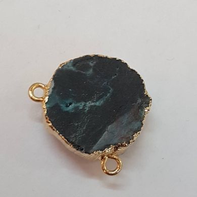 Коннектор из кварца 20*20*9 мм, друз из натурального камня в металлическом обрамлении, подвеска, украшение, медальон, синий