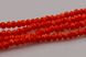 Хрусталь бусины 4 мм, ~140 шт / нить, на нитке, красно - оранжевый не прозрачный.