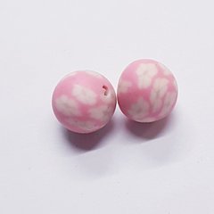 Бусини глина 10 мм, поштучно, рожевий з різнокольоровим